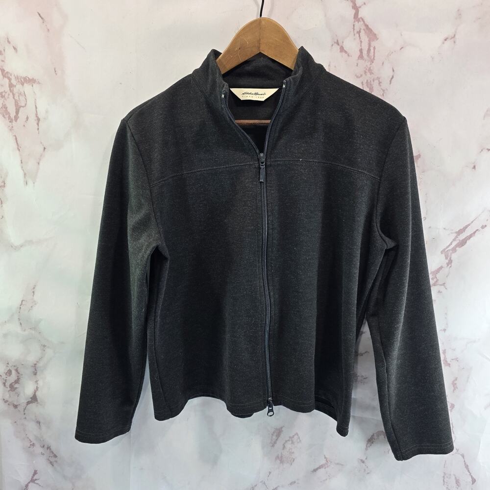 Eddie Bauer Jacket Womens Medium Petite Black Zip Lightweight Midlayer